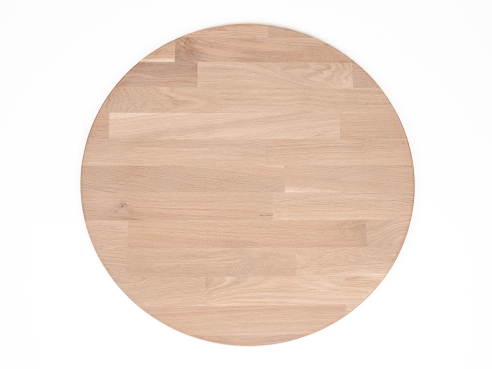 Round Tabletop Worktop Oak Select Natur, finger jointed lamellas, 26 mm, white oiled